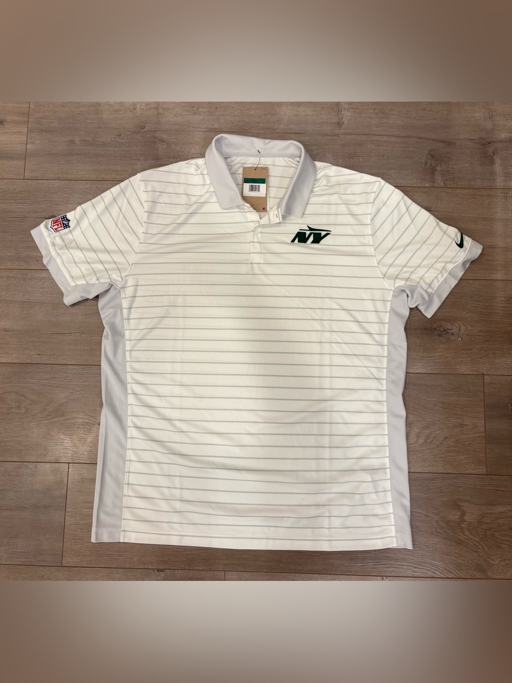 Nike Men's New York Jets White Dri-FIT Victory Striped Polo Men’s XL
